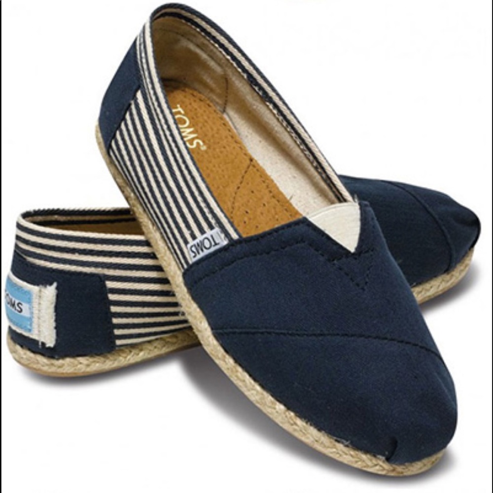 Toms Classics University Navy Stripe Womens Shoes